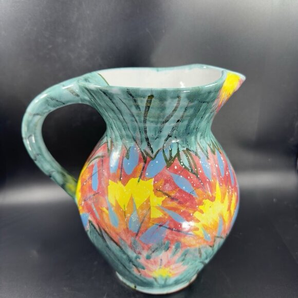Vietri Italian RedWare Pottery Pitcher Carafe Jug Hand Painted Large Italy VTG - Picture 11 of 16